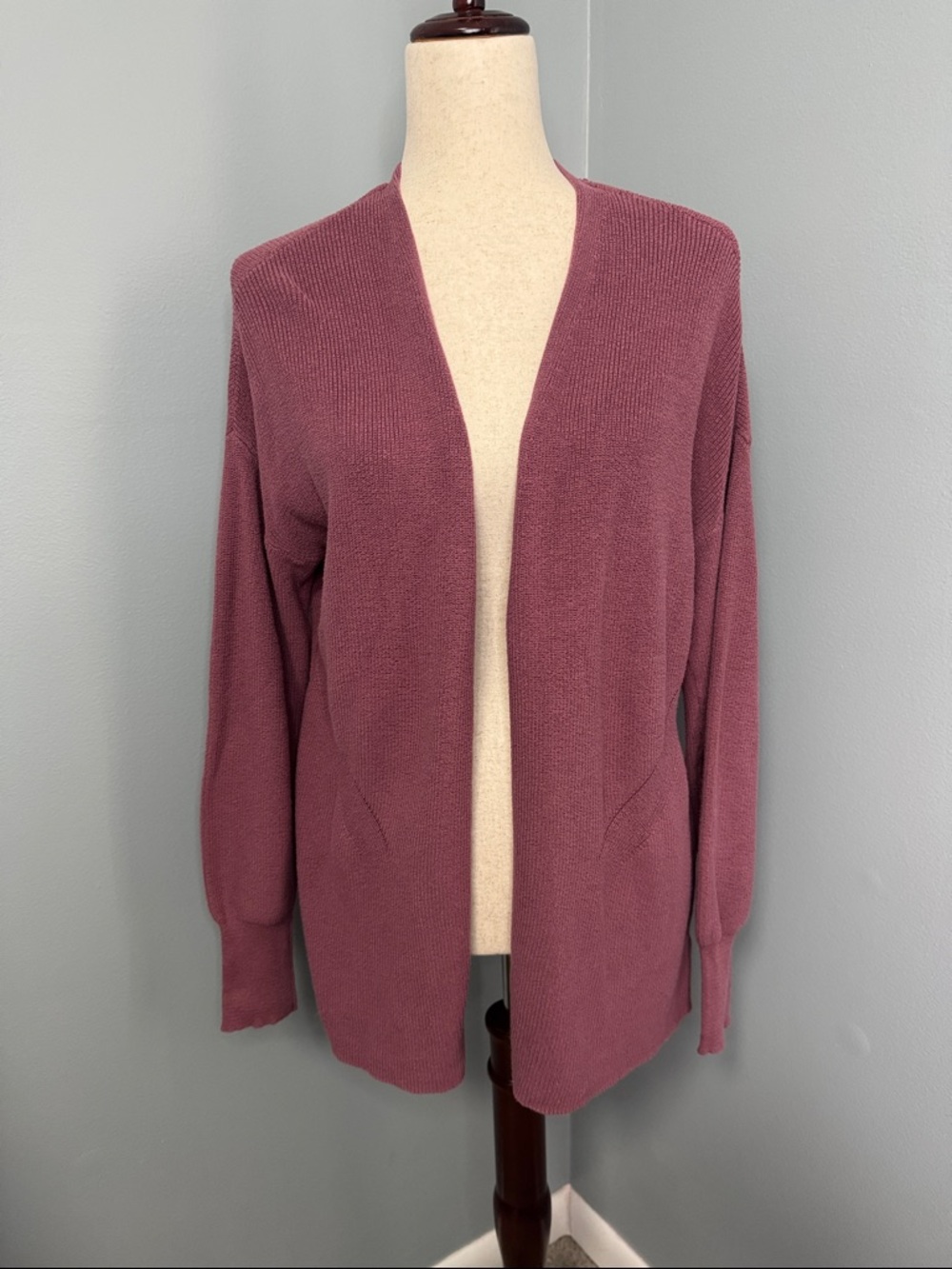 a new day Women’s Purple Open Front Cardigan Sweater Sz L